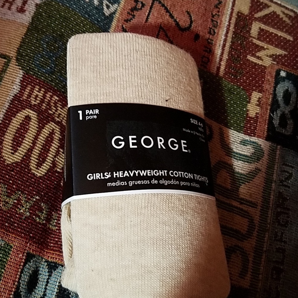 George Girls Heavyweight Cotton Tights sz 4/6 Lot of 3 Pair